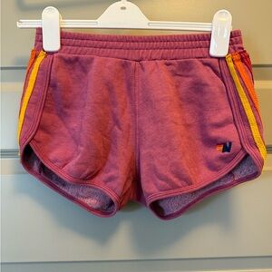 Aviator Nation Pink and Red Athletic Shorts with Elastic Waistband